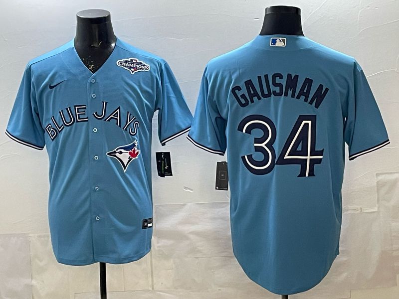 Men 2025 Nike Toronto Blue Jays #34 Gausman Light Blue Game MLB Jersey 011